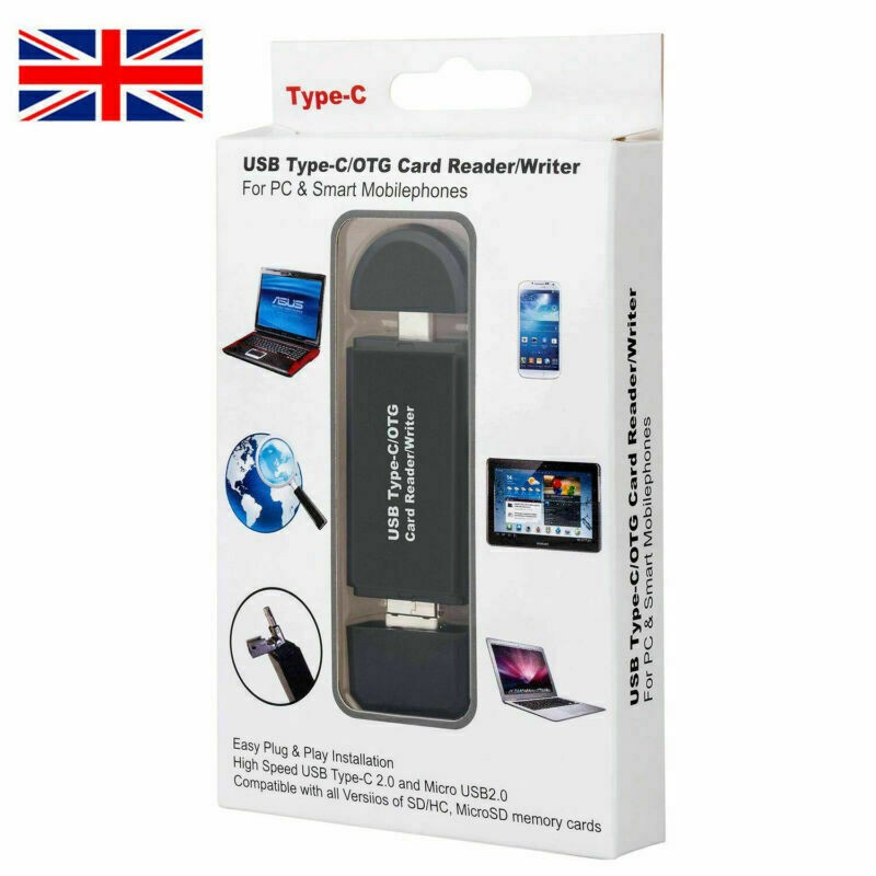USB SD Micro USB Type C OTG 3 in1 Card Reader/Writer 2.0 Phones Laptop Tablets